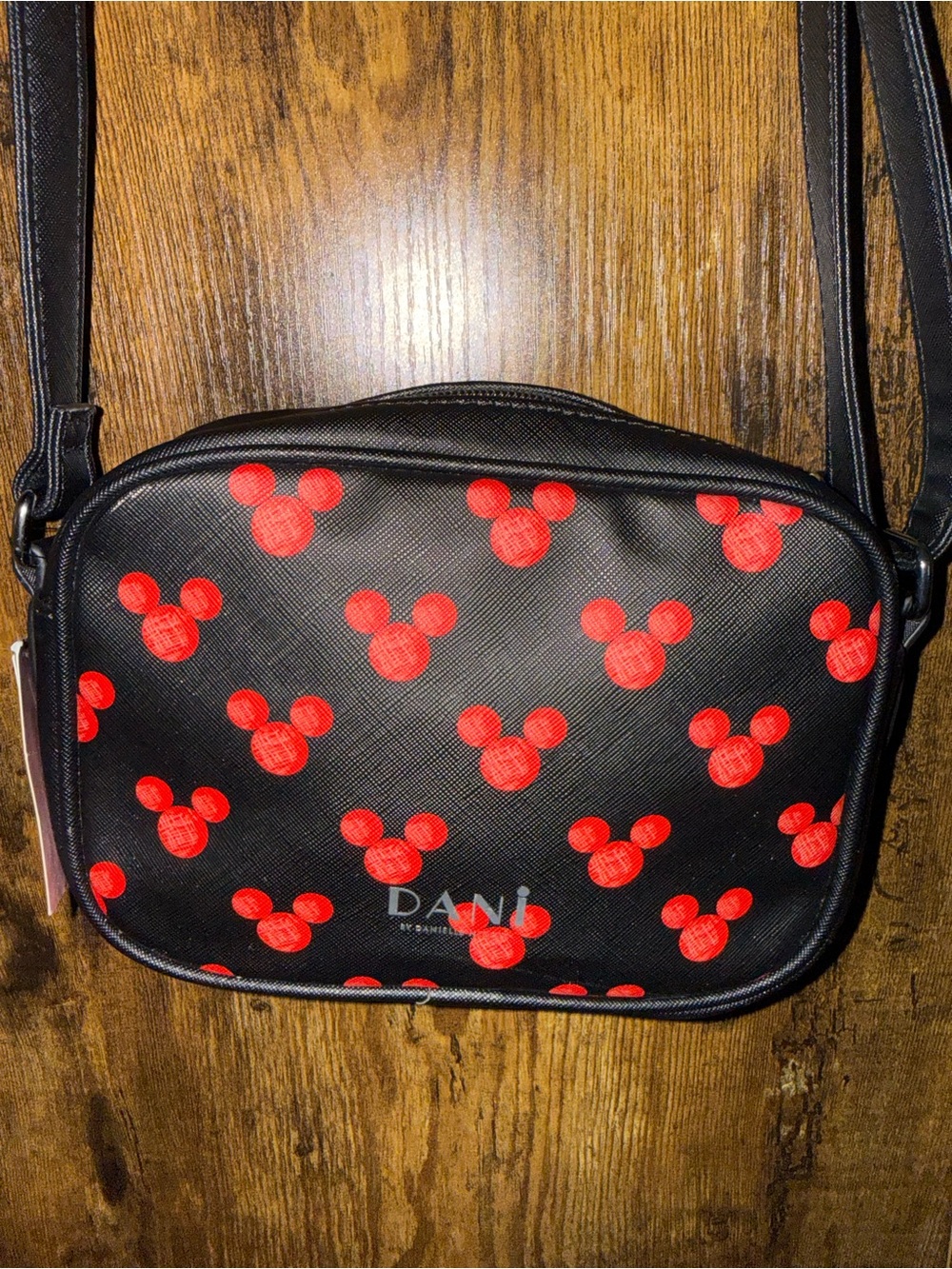 NWT Disney Dani Black Crossbody Bag with Red Mickey Print